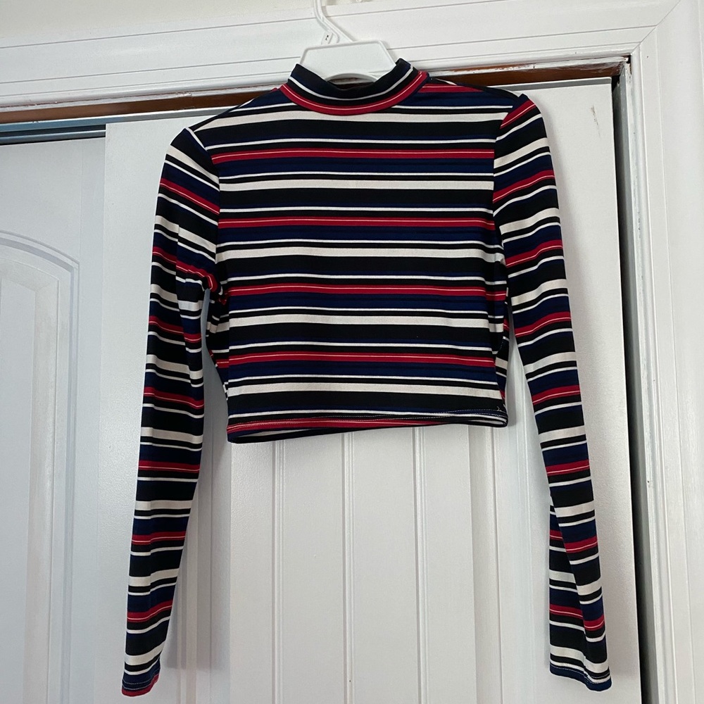 Striped Cropped Turtleneck